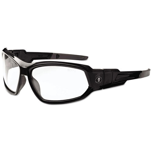 Image of ergodyne® Skullerz Loki Safety Glasses/goggles, Black Frame/clear Lens, Nylon/polycarb