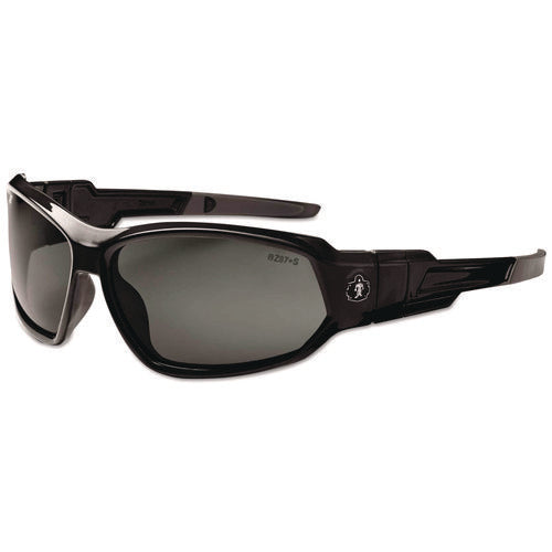Image of ergodyne® Skullerz Loki Safety Glasses/goggles, Black Frame/smoke Lens, Nylon/polycarb