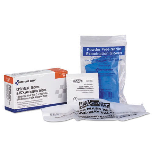 Image of First Aid Only Cpr Mask With Gloves And Wipes, 2 Gloves, 2 Wipes