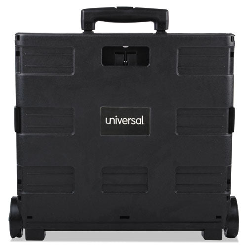 Image of Universal® Collapsible Mobile Storage Crate, Plastic, 18.25 x 15 x 18.25 to 39.37, Black