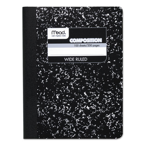 Image of Mead® Composition Book, Wide/Legal Rule, Black Cover, (100) 9.75 x 7.5 Sheets