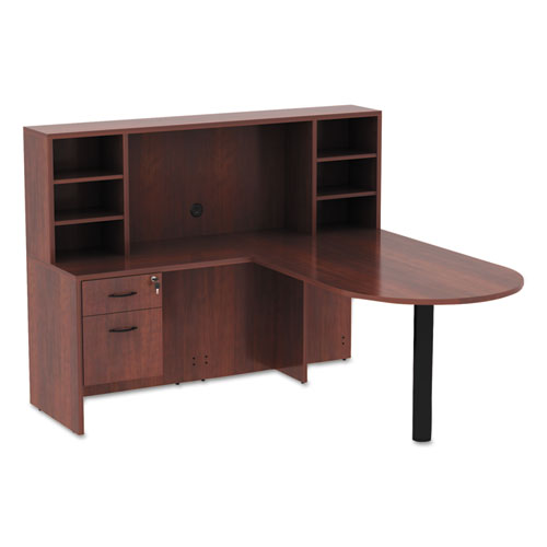 Image of Alera® Alera Valencia Series D-Top Desk, 71" X 35.5" X 29.63", Medium Cherry
