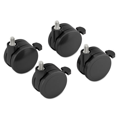 Image of HON® Height-Adjustable Base Caster Add-On Kit, Grip Ring Stem, 2" Wheel, Black, 4/Set