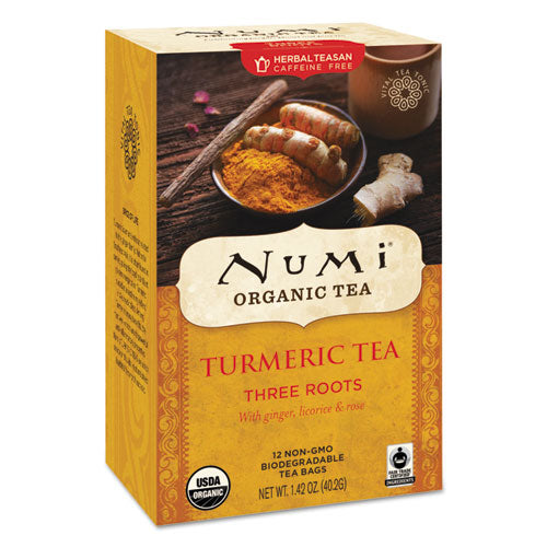 Image of Numi® Turmeric Tea, Three Roots, 1.42 Oz Bag, 12/box