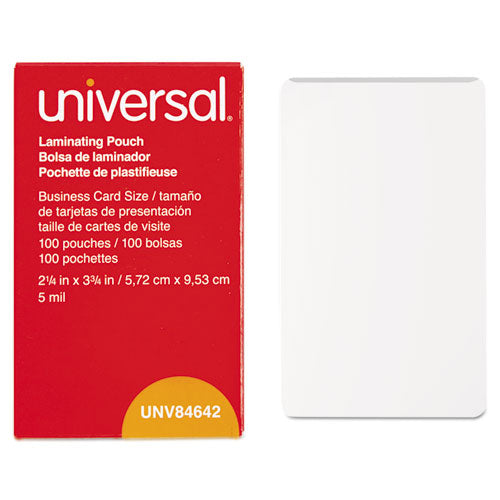 Image of Universal® Laminating Pouches, 5 Mil, 3.75" X 2.25", Gloss Clear, 100/box
