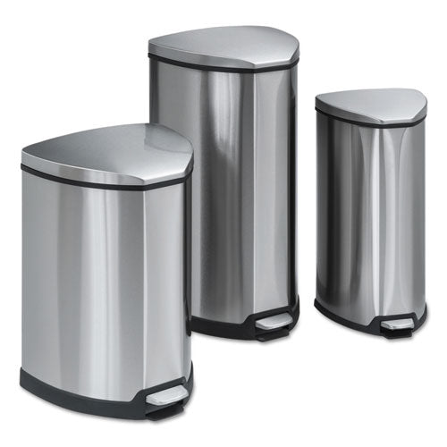Image of Safco® Step-On Receptacle, 4 gal, Stainless Steel, Chrome/Black
