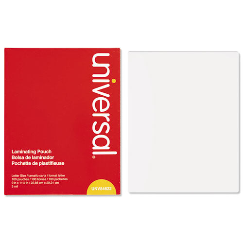 Image of Universal® Laminating Pouches, 3 Mil, 9" X 11.5", Gloss Clear, 100/box