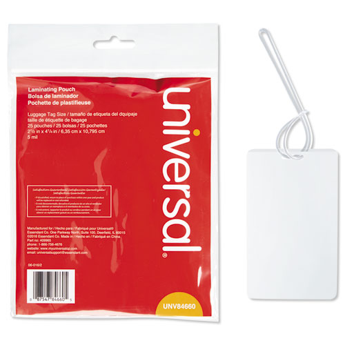 Image of Universal® Laminating Pouches, 5 Mil, 2.5" X 4.25", Gloss Clear, 25/pack