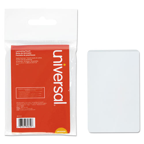 Image of Universal® Laminating Pouches, 5 Mil, 2.13" X 3.38", Gloss Clear, 25/pack