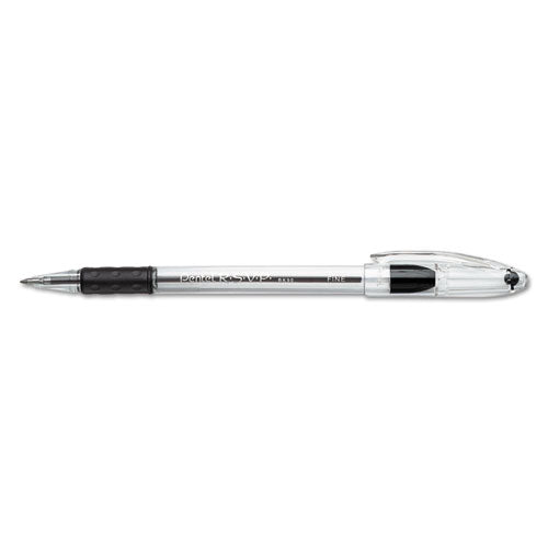 Image of Pentel® R.s.v.p. Ballpoint Pen, Stick, Fine 0.7 Mm, Black Ink, Clear/black Barrel, Dozen