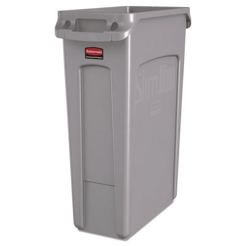 Image of Rubbermaid® Commercial Slim Jim with Venting Channels, 23 gal, Plastic, Gray