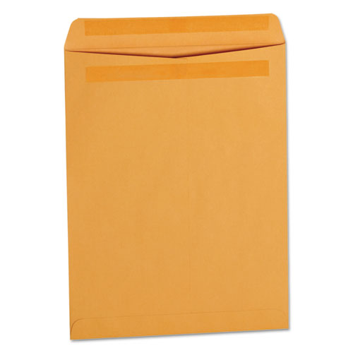 Image of Universal® Self-Stick Open End Catalog Envelope, #13 1/2, Square Flap, Self-Adhesive Closure, 10 x 13, Brown Kraft, 250/Box