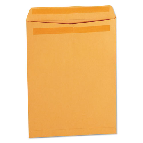 Image of Universal® Self-Stick Open End Catalog Envelope, #12 1/2, Square Flap, Self-Adhesive Closure, 9.5 x 12.5, Brown Kraft, 250/Box