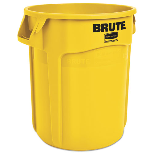 Image of Rubbermaid® Commercial Vented Round Brute Container, 20 gal, Plastic, Yellow
