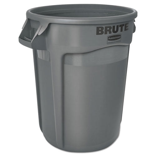 Image of Rubbermaid® Commercial Vented Round Brute Container, 32 gal, Plastic, Gray