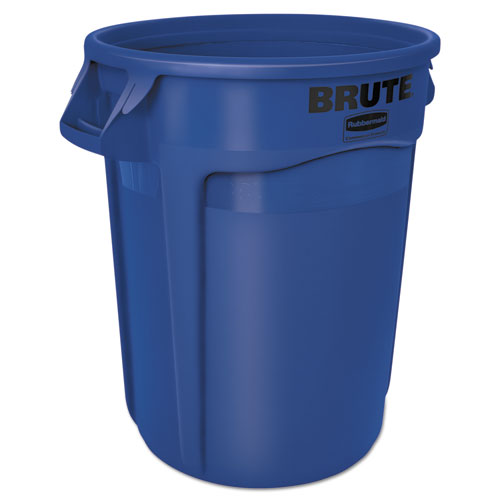 Image of Rubbermaid® Commercial Vented Round Brute Container, 32 gal, Plastic, Blue