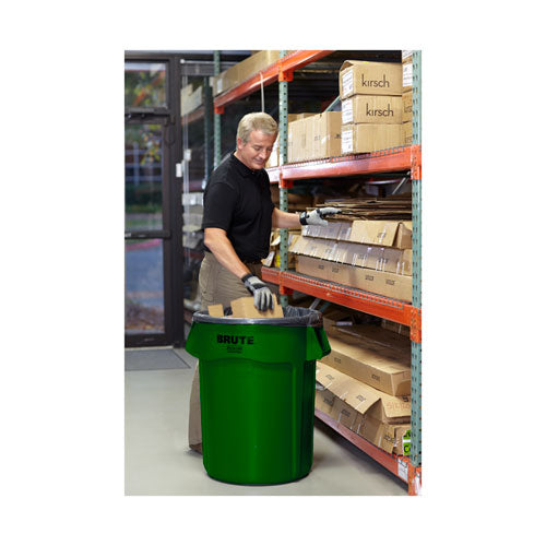 Image of Rubbermaid® Commercial Vented Round Brute Container, 32 gal, Plastic, Dark Green