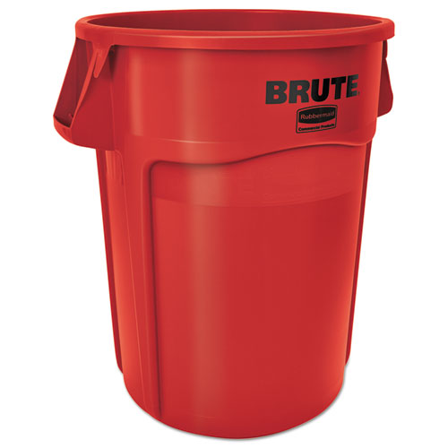 Image of Rubbermaid® Commercial Vented Round Brute Container, 44 gal, Plastic, Red, 4/Carton