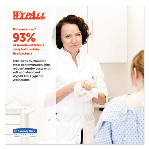 Image of WypAll® General Clean X60 Cloths, 1/4 Fold, 12.5 x 10, White, 70/Pack, 8 Packs/Carton
