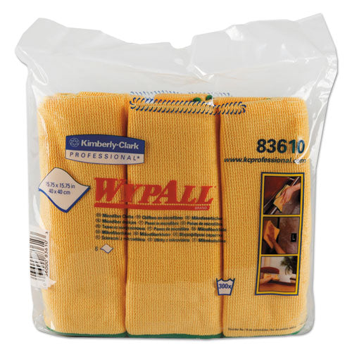 Image of WypAll® Microfiber Cloths, Reusable, 15.75 x 15.75, Yellow, 24/Carton
