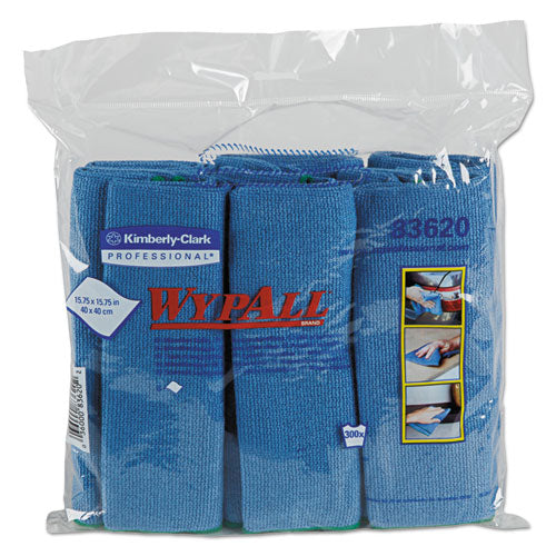 Image of WypAll® Microfiber Cloths, Reusable, 15.75 x 15.75, Blue, 24/Carton