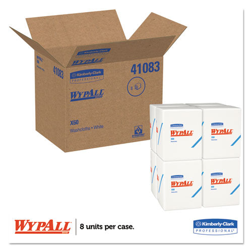 Image of WypAll® General Clean X60 Cloths, 1/4 Fold, 12.5 x 10, White, 70/Pack, 8 Packs/Carton