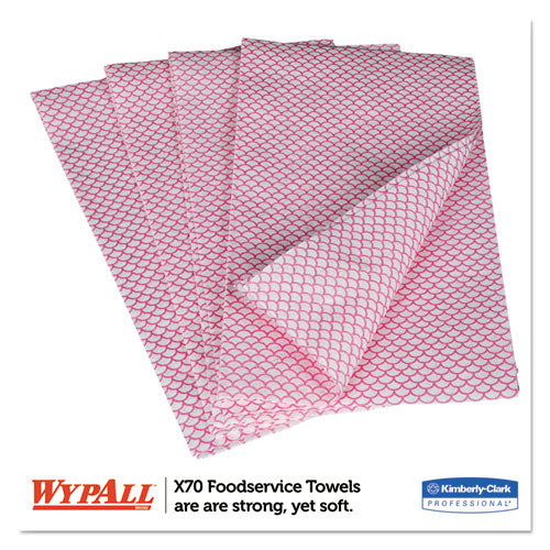 Image of WypAll® X70 Wipers, 1-Ply, 12.5 x 23.2, Red, 300/Carton