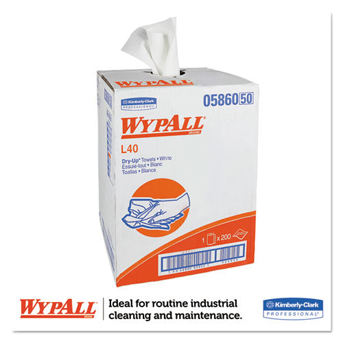 Image of WypAll® L40 Towels, Dry Up Towels, 19.5 x 42, White, 200 Towels/Roll
