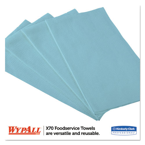 Image of WypAll® X70 Foodservice Towels, 1/4 Fold, 12.5 x 23.5, Unscented, Blue, 300/Carton