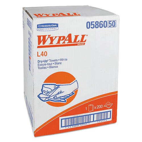 Image of WypAll® L40 Towels, Dry Up Towels, 19.5 x 42, White, 200 Towels/Roll