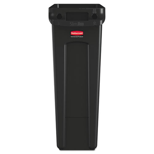 Image of Rubbermaid® Commercial Slim Jim with Venting Channels, 23 gal, Plastic, Black