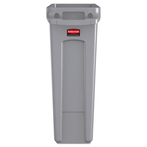 Image of Rubbermaid® Commercial Slim Jim with Venting Channels, 23 gal, Plastic, Gray