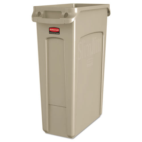 Image of Rubbermaid® Commercial Slim Jim with Venting Channels, 23 gal, Plastic, Beige