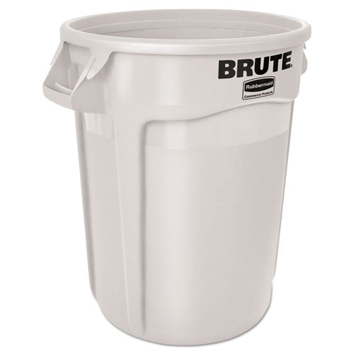 Image of Rubbermaid® Commercial Vented Round Brute Container, 32 gal, Plastic, White