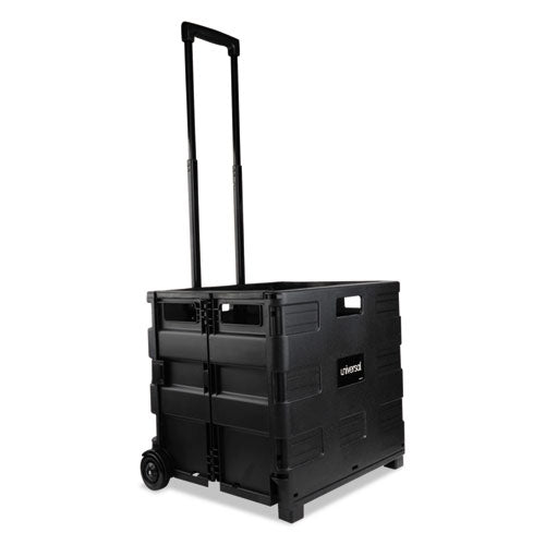 Image of Universal® Collapsible Mobile Storage Crate, Plastic, 18.25 x 15 x 18.25 to 39.37, Black