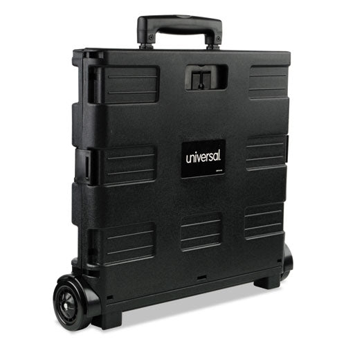 Image of Universal® Collapsible Mobile Storage Crate, Plastic, 18.25 x 15 x 18.25 to 39.37, Black