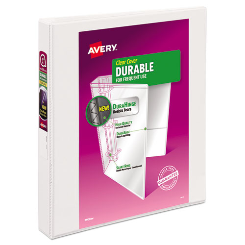 Image of Avery® Durable View Binder With Durahinge And Slant Rings, 3 Rings, 1" Capacity, 11 X 8.5, White