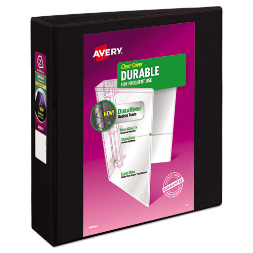 Image of Avery® Durable View Binder With Durahinge And Slant Rings, 3 Rings, 2" Capacity, 11 X 8.5, Black