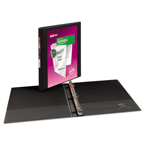 Image of Avery® Durable View Binder With Durahinge And Slant Rings, 3 Rings, 0.5" Capacity, 11 X 8.5, Black