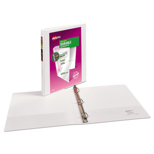 Image of Avery® Durable View Binder With Durahinge And Slant Rings, 3 Rings, 0.5" Capacity, 11 X 8.5, White