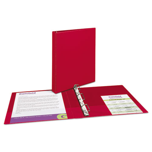 Image of Avery® Durable Non-View Binder With Durahinge And Slant Rings, 3 Rings, 1" Capacity, 11 X 8.5, Red
