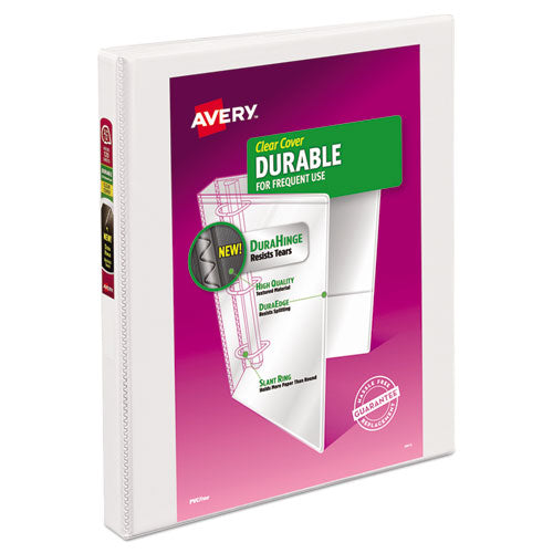 Image of Avery® Durable View Binder With Durahinge And Slant Rings, 3 Rings, 0.5" Capacity, 11 X 8.5, White