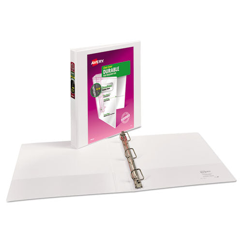 Image of Avery® Durable View Binder With Durahinge And Slant Rings, 3 Rings, 1" Capacity, 11 X 8.5, White
