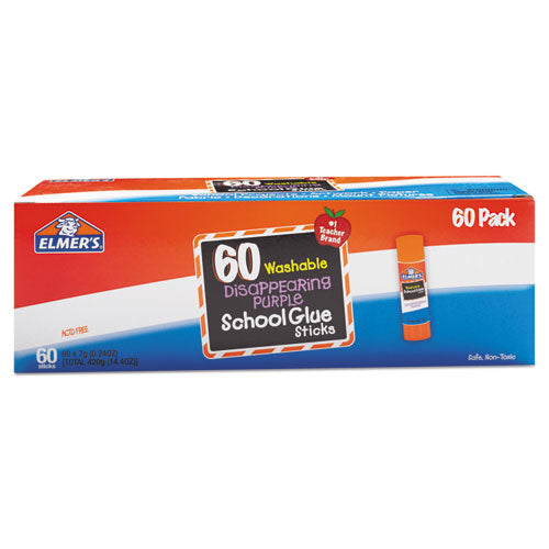 Image of Elmer's® Disappearing Purple All Purpose Glue Sticks, 0.24 Oz, Dries Clear, 60/box
