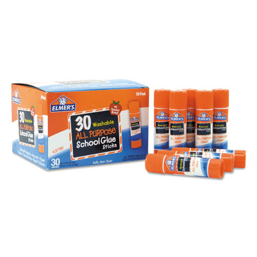 Image of Elmer's® Washable School Glue Sticks, 0.24 Oz, Applies And Dries Clear, 30/box