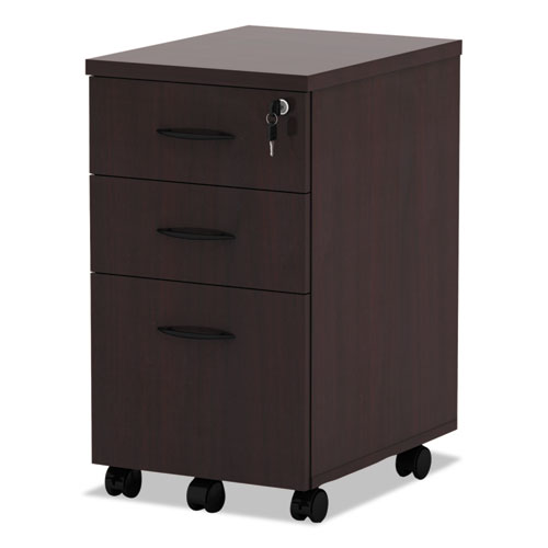 Image of Alera® Alera Valencia Series Mobile Pedestal File, Left/right, 3-Drawers: Box/box/file, Legal/letter, Mahogany, 15.88 X 20.5 X 28.38