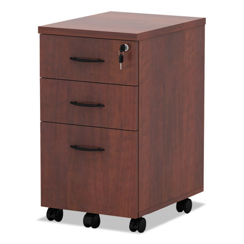 Image of Alera® Alera Valencia Series Mobile Pedestal File, Left/right, 3-Drawer: Box/box/file, Legal/letter, Cherry, 15.88" X 20.5" X 28.38"