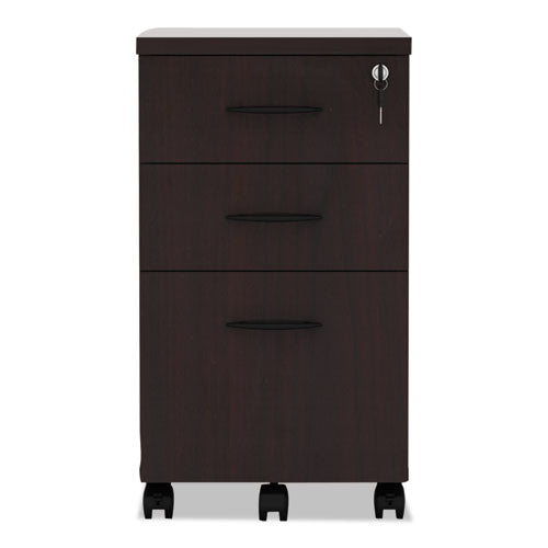 Image of Alera® Alera Valencia Series Mobile Pedestal File, Left/right, 3-Drawers: Box/box/file, Legal/letter, Mahogany, 15.88 X 20.5 X 28.38