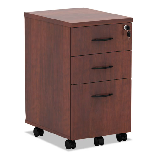 Image of Alera® Alera Valencia Series Mobile Pedestal File, Left/right, 3-Drawer: Box/box/file, Legal/letter, Cherry, 15.88" X 20.5" X 28.38"