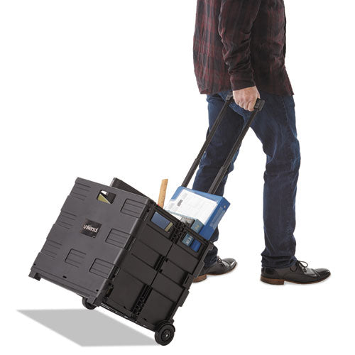 Image of Universal® Collapsible Mobile Storage Crate, Plastic, 18.25 x 15 x 18.25 to 39.37, Black